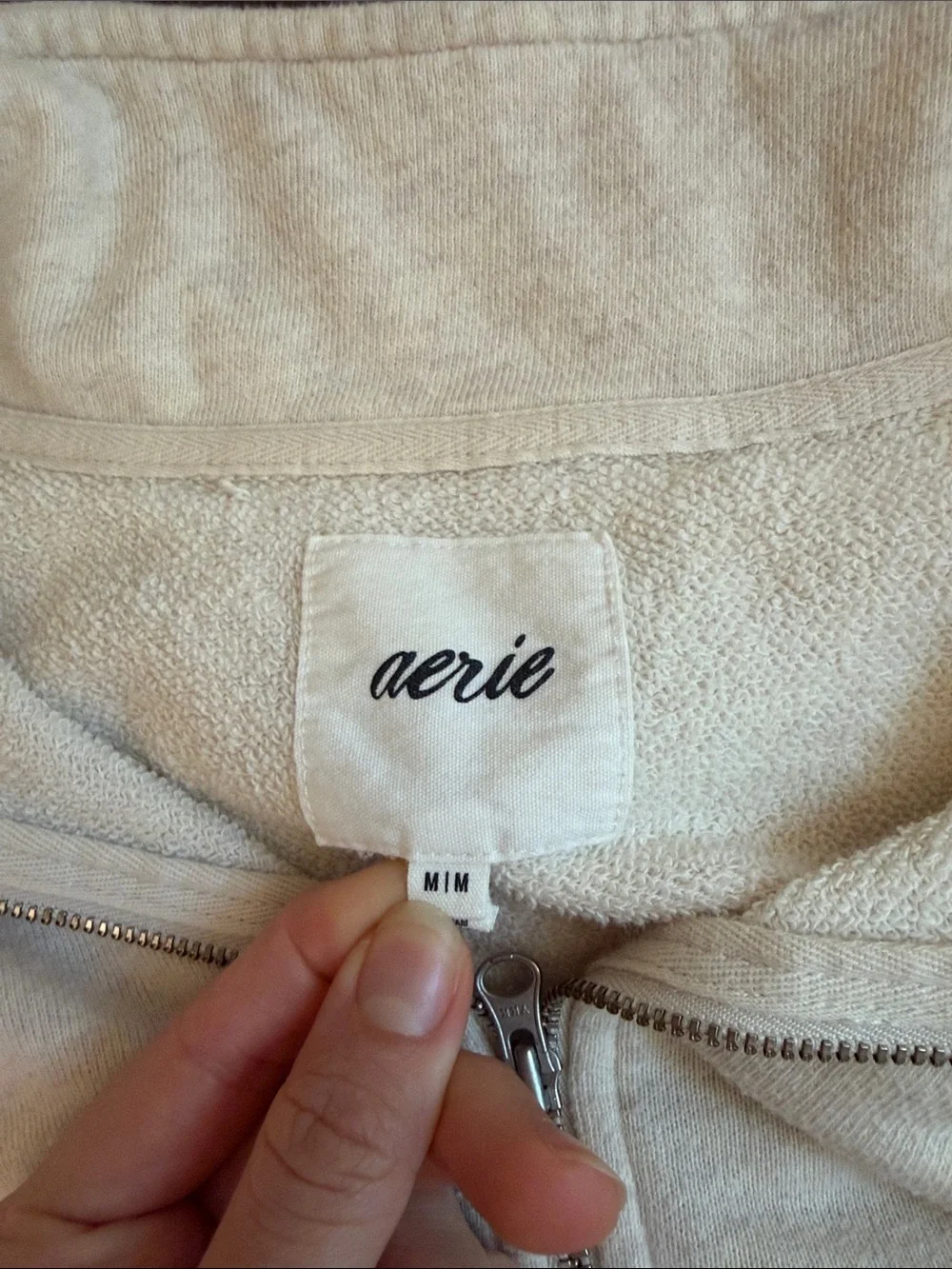 Aerie Chillax Quarter Zip Sweatshirt Cream - Size Medium - Picture 5 of 5